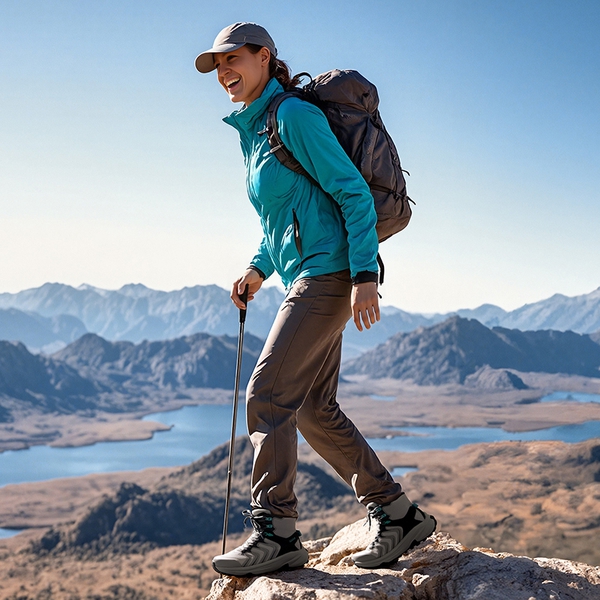 Women's Stylish Anti-Slip Waterproof Hiking Boots - LIGHT GREY - 6