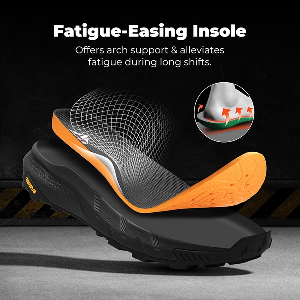 Men's Lightweight Non-Slip Nano Toe Cap Work Boots - BLACK - 7