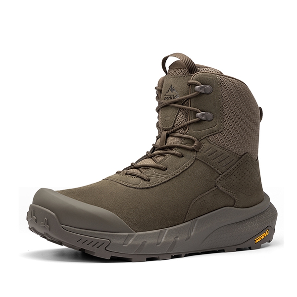 Men's High-Top Lace-Up Military Tactical Boots - COFFEE -  0