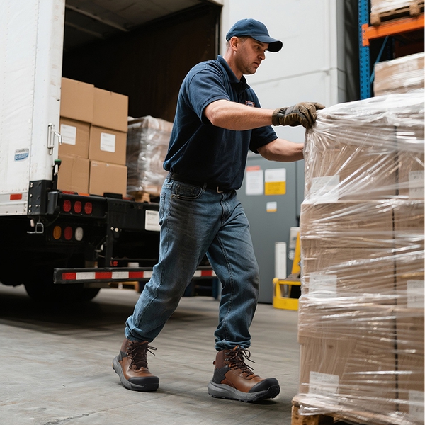 Men's Lightweight Non-Slip Nano Toe Cap Work Boots - BROWN - 9