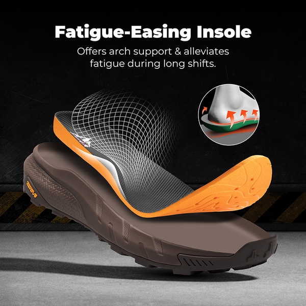 Men's Lightweight Non-Slip Nano Toe Cap Work Boots - ALL BROWN - 7