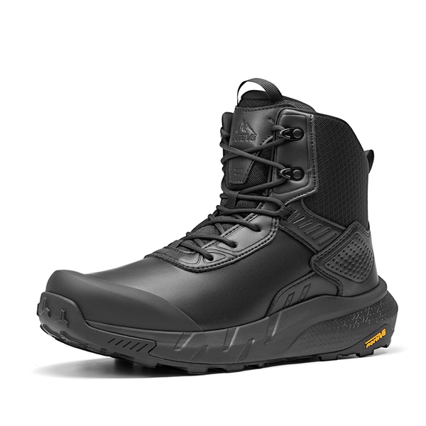 Men's High-Top Lace-Up Military Tactical Boots - BLACK -  0
