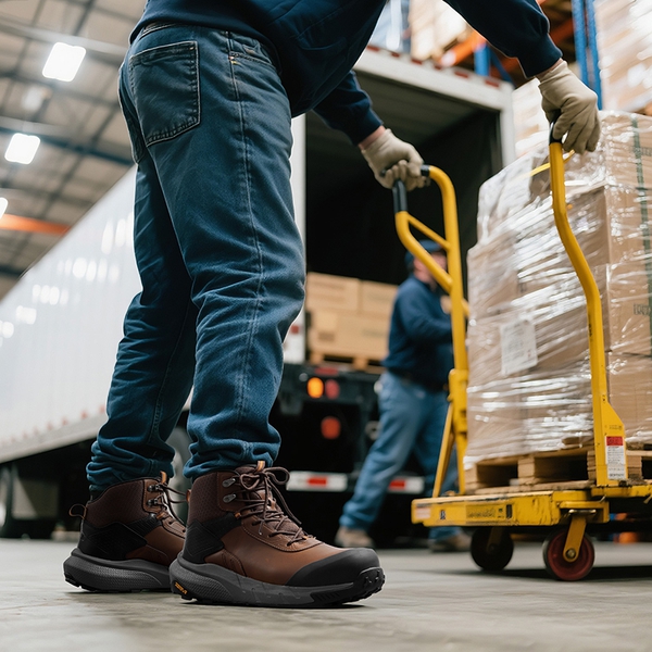 Men's Lightweight Non-Slip Nano Toe Cap Work Boots - BROWN - 8