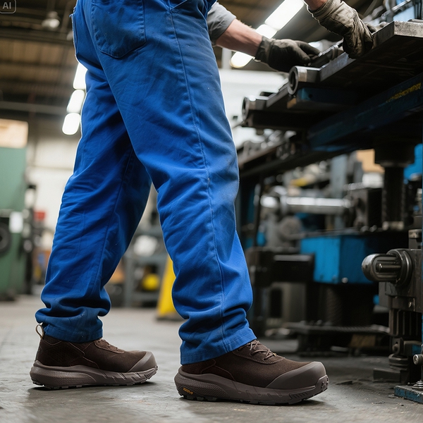 Men's Lightweight Non-Slip Nano Toe Cap Work Boots - ALL BROWN - 8