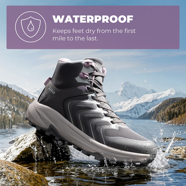 Women's Stylish Anti-Slip Waterproof Hiking Boots - DARK GREY - 4