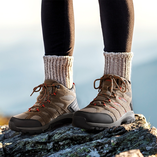 Women’s Lace-Up Waterproof Outdoor Hiking Boots - BROWN/ORANGE-MATTE - 6