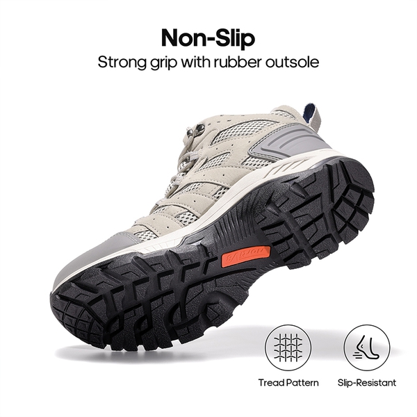 Women’s Lace-Up Waterproof Outdoor Hiking Boots - LIGHT GREY-MATTE - 3