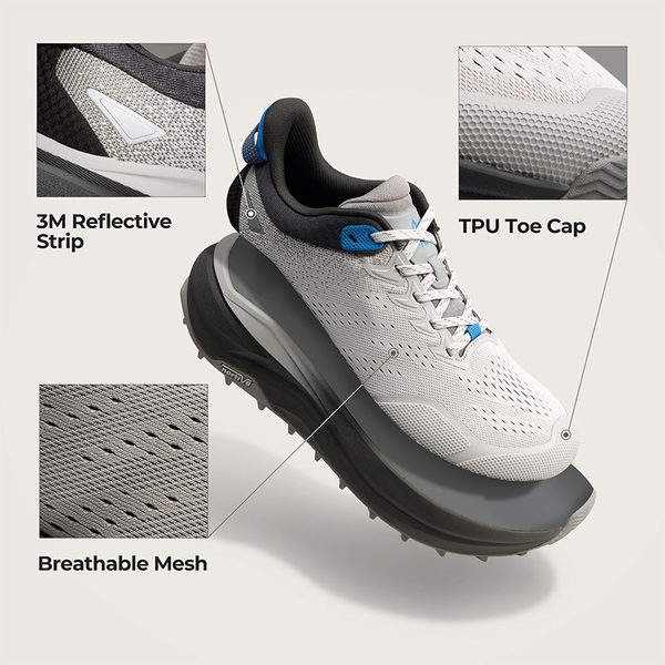 Men’s Breathable Wide Toe Non-Slip Running Shoes - BLACK/LIGHT GREY - 5