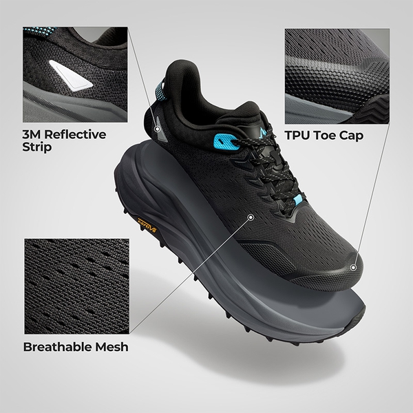 Men’s Breathable Wide Toe Non-Slip Running Shoes - BLACK - 5