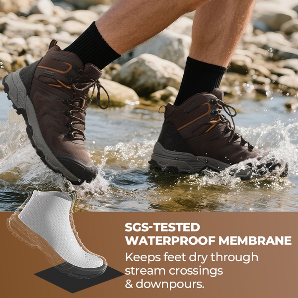 Men’s Waterproof High-Rebound Hiking Boots - BROWN - 2