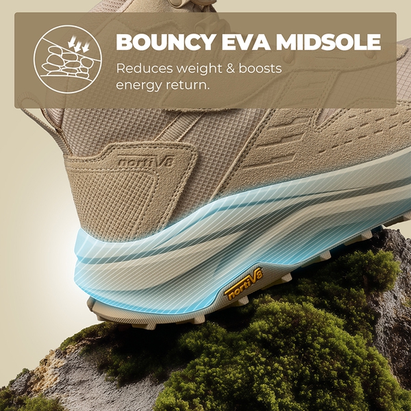 Men’s Waterproof Wide Toe Hiking Boots - SAND - 6