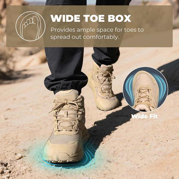 Men’s Waterproof Wide Toe Hiking Boots - SAND - 3