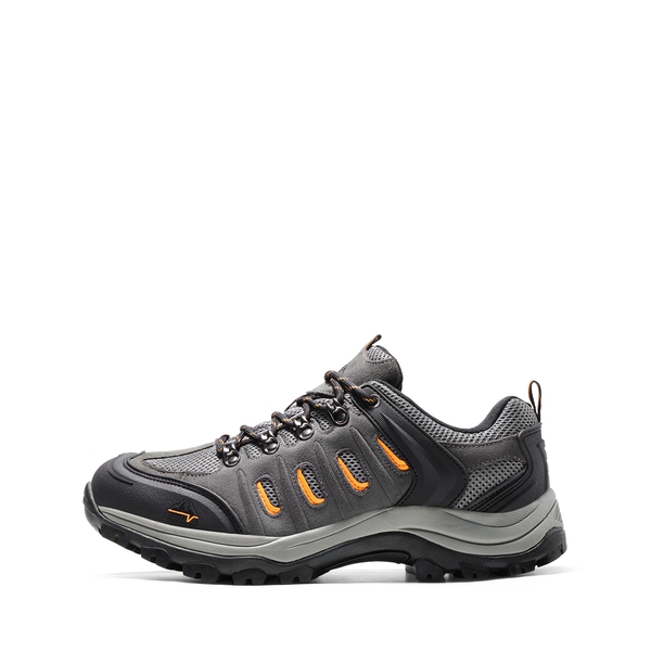 Men's Waterproof Low-Cut Hiking Shoes - BLACK DARK GREY ORANGE -  0