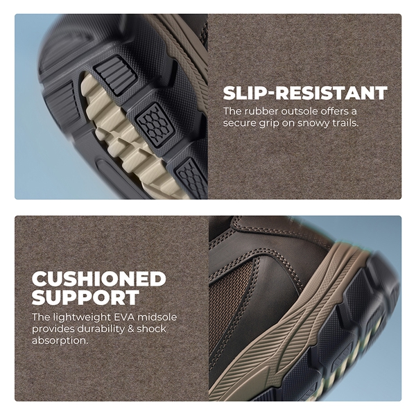 Men’s Waterproof Insulated Winter Snow Boots - DARK BROWN - 6