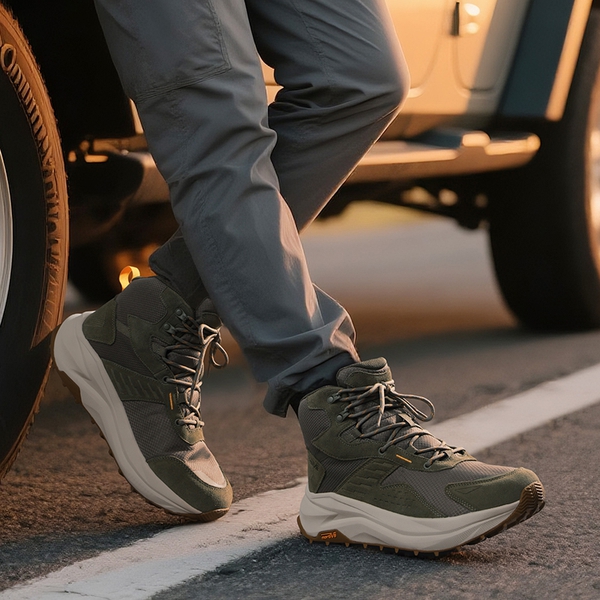 Men’s Waterproof Wide Toe Hiking Boots - OLIVE - 8