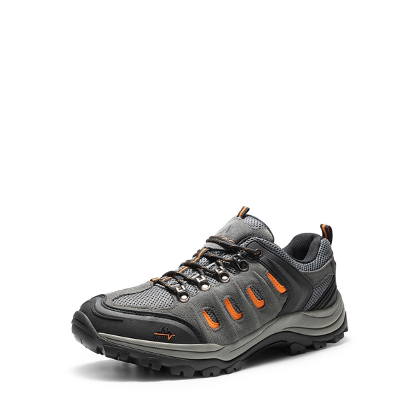 Men's Waterproof Low-Cut Hiking Shoes - BLACK DARK GREY ORANGE - 1