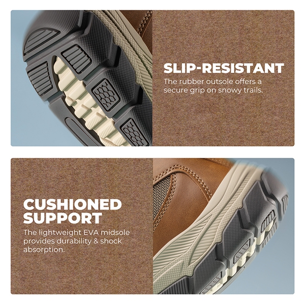 Men’s Waterproof Insulated Winter Snow Boots - LIGHT BROWN - 6