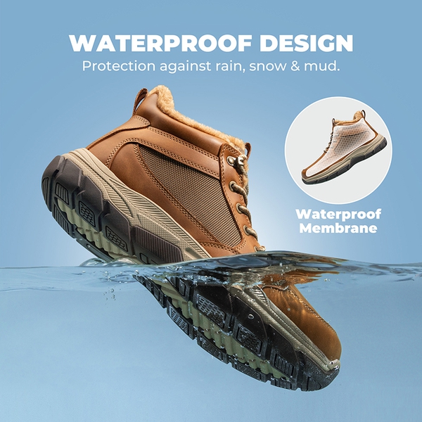 Men’s Waterproof Insulated Winter Snow Boots - LIGHT BROWN - 3