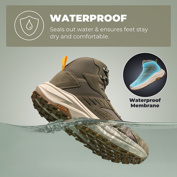 Men’s Waterproof Wide Toe Hiking Boots - OLIVE - 5