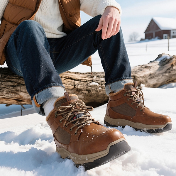 Men’s Waterproof Insulated Winter Snow Boots - LIGHT BROWN - 7