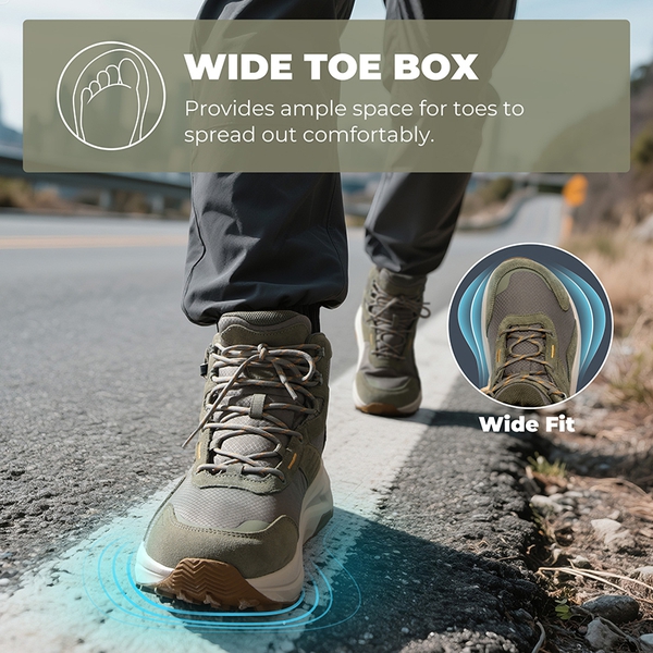 Men’s Waterproof Wide Toe Hiking Boots - OLIVE - 3