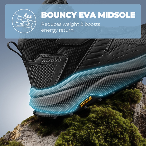 Men’s Waterproof Wide Toe Hiking Boots - BLACK - 6