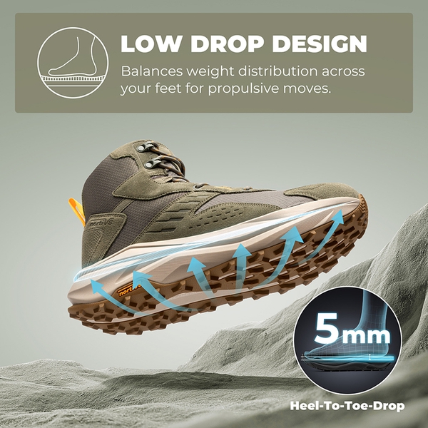 Men’s Waterproof Wide Toe Hiking Boots - OLIVE - 4