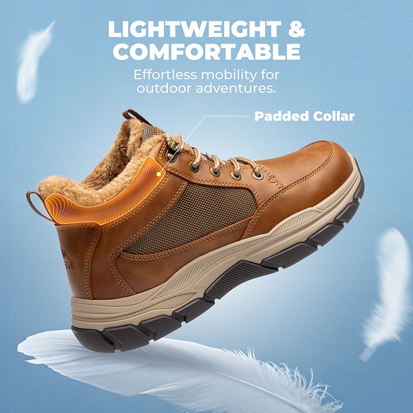 Men’s Waterproof Insulated Winter Snow Boots - LIGHT BROWN - 4