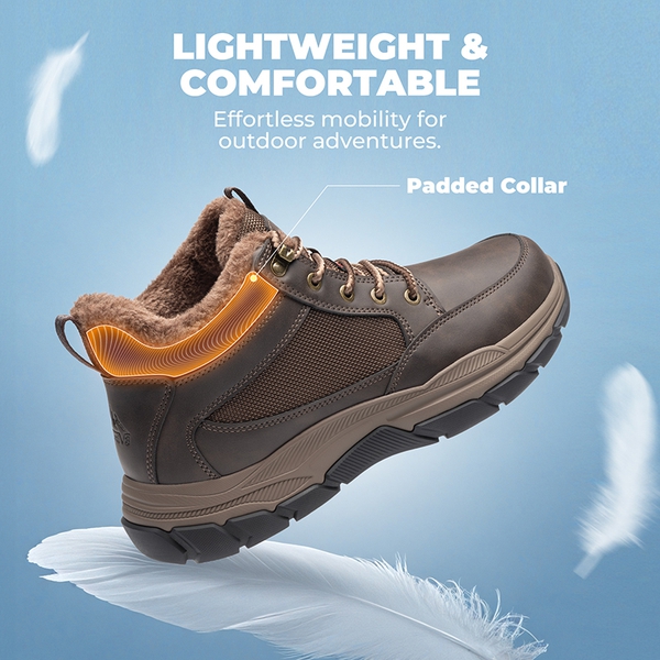 Men’s Waterproof Insulated Winter Snow Boots - DARK BROWN - 4