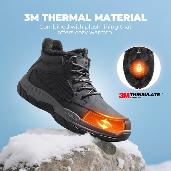 Men’s Waterproof Insulated Winter Snow Boots - BLACK - 2