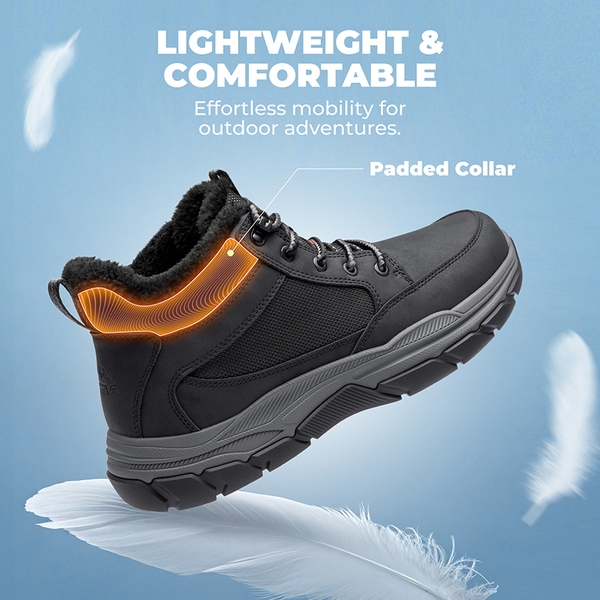 Men’s Waterproof Insulated Winter Snow Boots - BLACK - 4