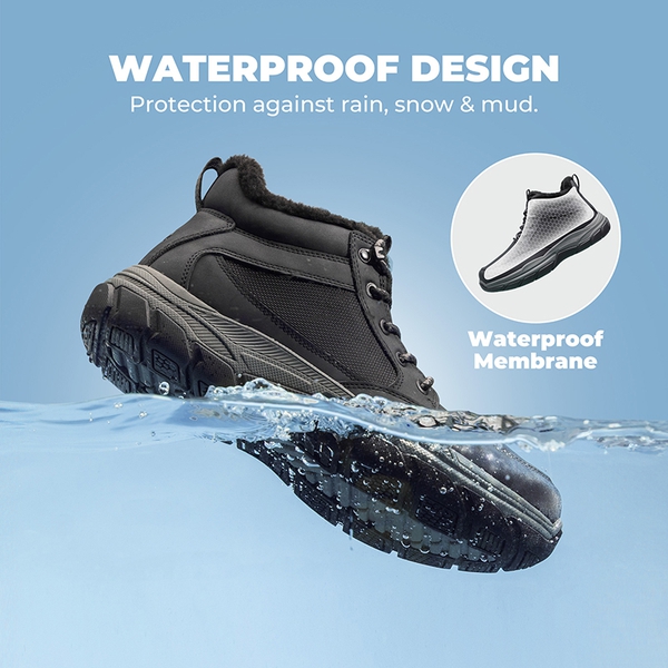 Men’s Waterproof Insulated Winter Snow Boots - BLACK - 3
