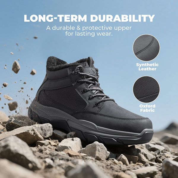Men’s Waterproof Insulated Winter Snow Boots - BLACK - 5