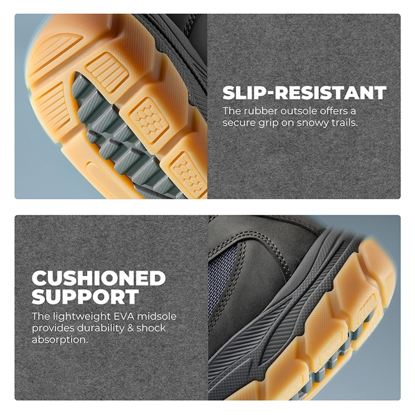 Men’s Waterproof Insulated Winter Snow Boots - GREY - 6