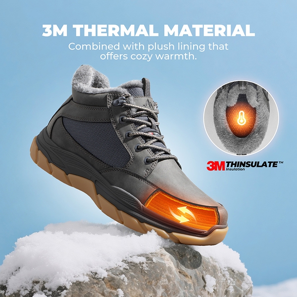 Men’s Waterproof Insulated Winter Snow Boots - GREY - 2