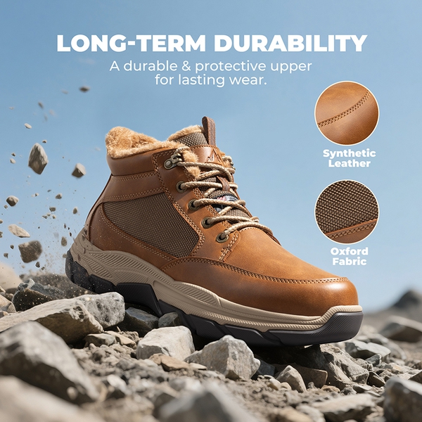 Men’s Waterproof Insulated Winter Snow Boots - LIGHT BROWN - 5