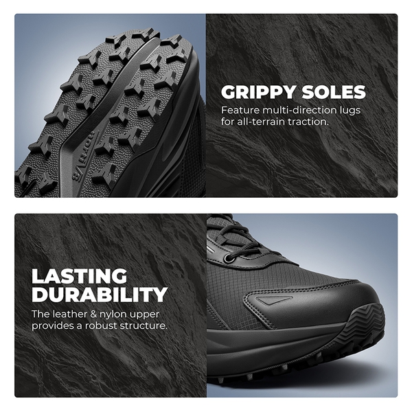 Men’s Waterproof Wide Toe Hiking Boots - BLACK - 7