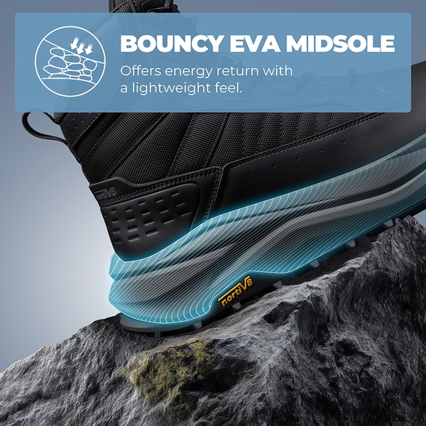 Men’s Leather Tactical Combat Boots - BLACK - 9