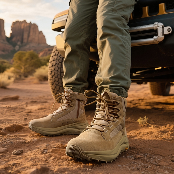 Men’s Leather Tactical Combat Boots - SAND - 11