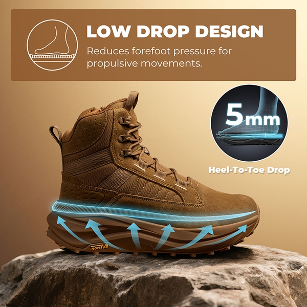 Men’s Leather Tactical Combat Boots - COYOTE - 5