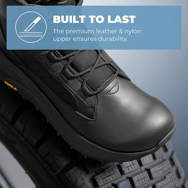 Men’s Leather Tactical Combat Boots - BLACK - 8