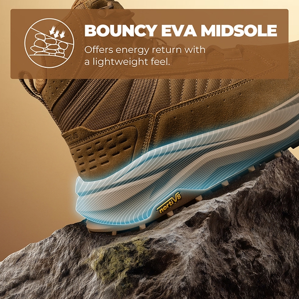 Men’s Leather Tactical Combat Boots - COYOTE - 9