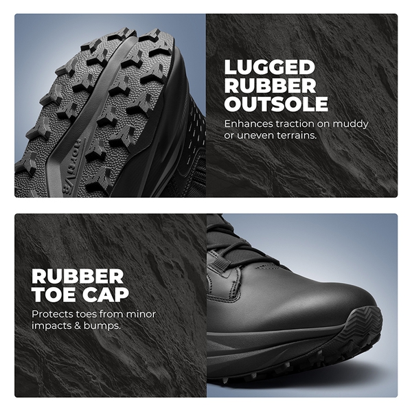 Men’s Leather Tactical Combat Boots - BLACK - 10