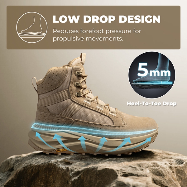Men’s Leather Tactical Combat Boots - SAND - 5