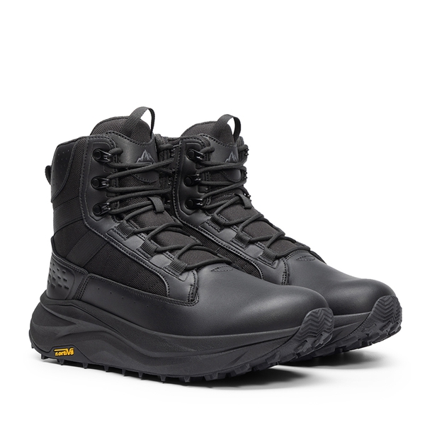 Men’s Leather Tactical Combat Boots - BLACK - 3