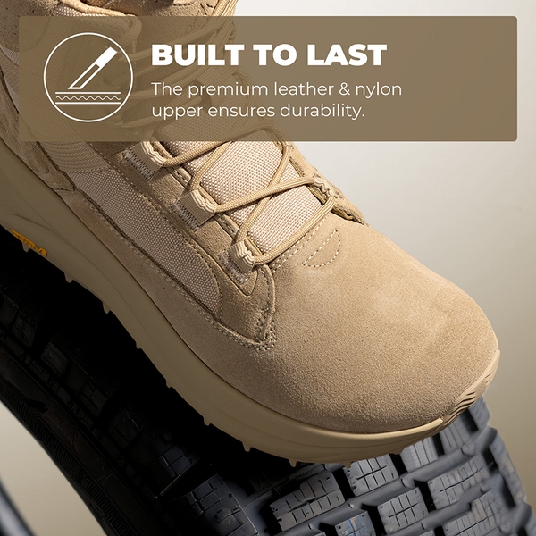 Men’s Leather Tactical Combat Boots - SAND - 8