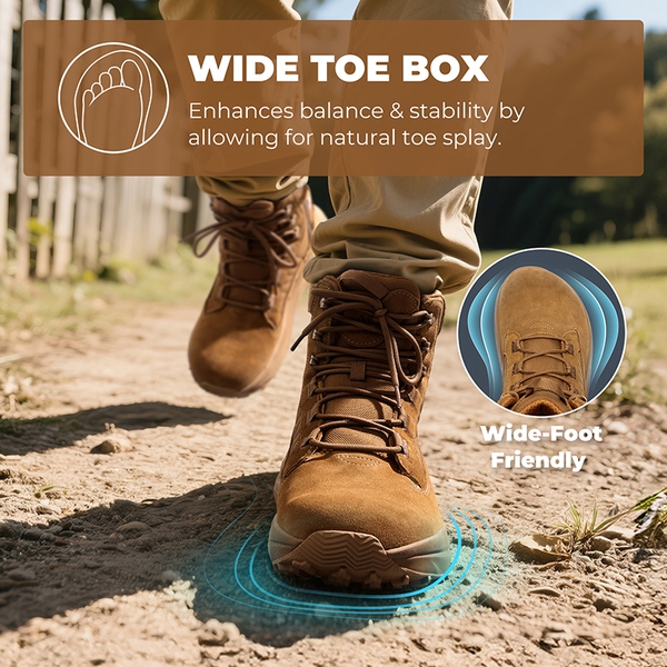 Men’s Leather Tactical Combat Boots - COYOTE - 4