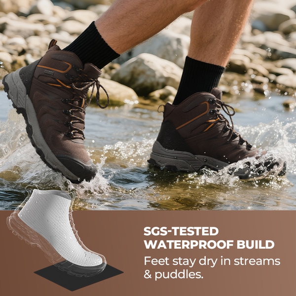 Men’s Waterproof High-Rebound Hiking Boots - BROWN - 2