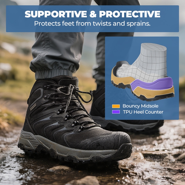 Armadillo 3 Men’s Waterproof High-Rebound Hiking Boots - BLACK/GREY - 5