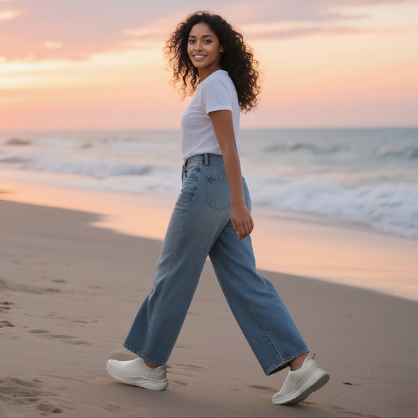 Women’s Breathable Slip-On Walking Shoes - WHITE - 7